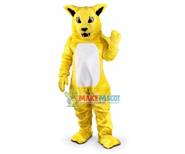 Growling Yellow Wildcat Mascot Costume Growling Yellow Wildcat Mascot Costume