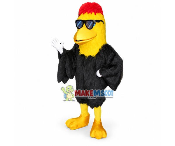 Cool Yellow-headed Bird With Red Hair Mascot Costume 