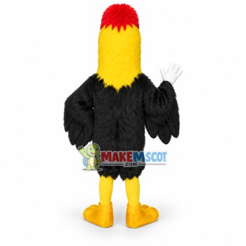 Cool Yellow-headed Bird With Red Hair Mascot Costume Cool Yellow-headed Bird With Red Hair Mascot Costume