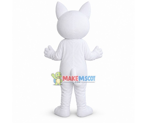 Innocent Frowning White Cat Mascot Costume Innocent Frowning White Cat Mascot Costume