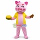 Cute Pink Pig Girl With Hamburger Mascot Costume 