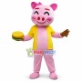 Cute Pink Pig Girl With Hamburger Mascot Costume 