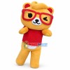 Winking Teddy Bear Boy With Red Eye Frame Mascot Costume 