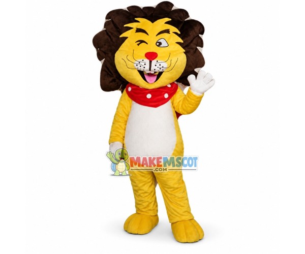 Lovely Cartoon Yellow Lion Mascot Costume 