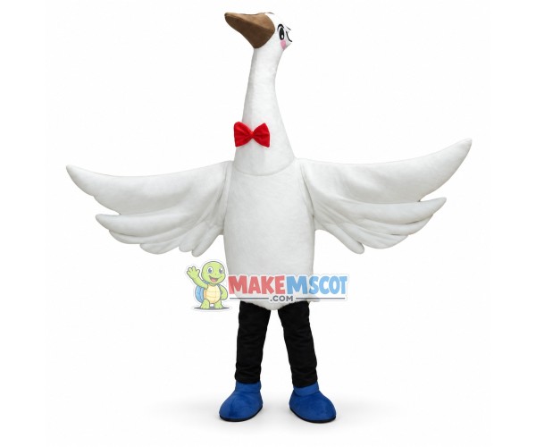 Huge White Stork With Red Bow Tie Mascot Costume For Adult Huge White Stork With Red Bow Tie Mascot Costume For Adult