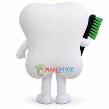 Huge Cartoon Tooth With Toothbrush Mascot Adult Costume Huge Cartoon Tooth With Toothbrush Mascot Adult Costume