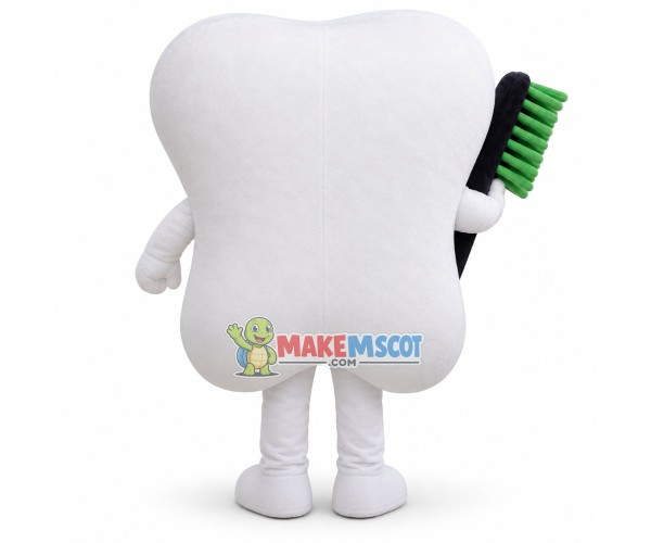 Huge Cartoon Tooth With Toothbrush Mascot Adult Costume 