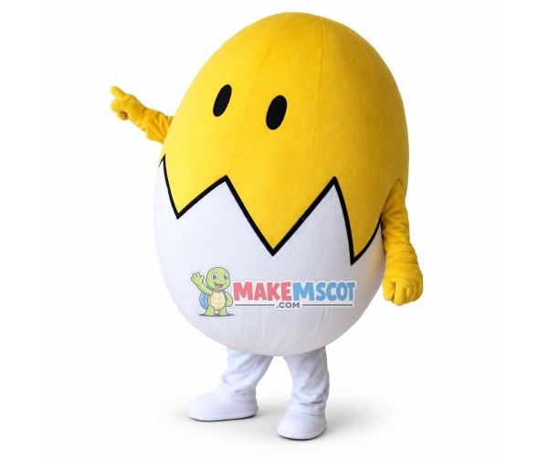 Huge Egg With Cracked Half Peeled Brown Shell Mascot Costume For Adult 