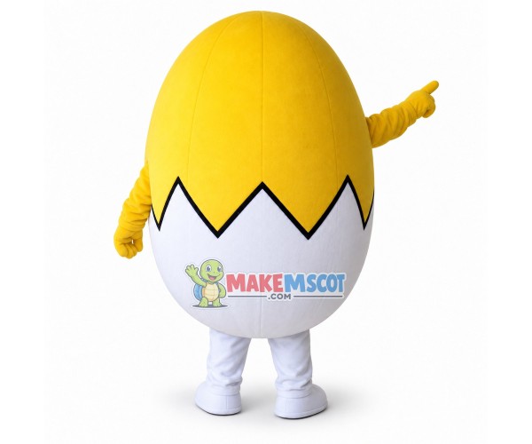 Huge Egg With Cracked Half Peeled Brown Shell Mascot Costume For Adult 