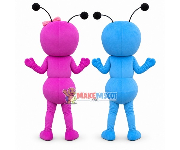 Adult Cartoon Blue Ant & Pink Ant With Bow Hair Accessories Mascot Costume Adult Cartoon Blue Ant & Pink Ant With Bow Hair Accessories Mascot Costume