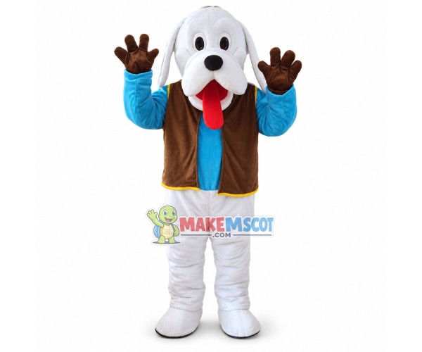 Lovely white Great Dane Mascot Costume Cartoon Fancy Dress Costume Lovely white Great Dane Mascot Costume Cartoon Fancy Dress Costume