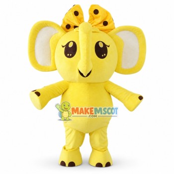 Cute Cartoon Yellow Baby Girl Elephant Mascot Costume Cute Cartoon Yellow Baby Girl Elephant Mascot Costume