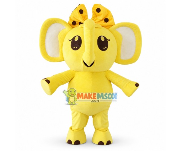 Cute Cartoon Yellow Baby Girl Elephant Mascot Costume Cute Cartoon Yellow Baby Girl Elephant Mascot Costume