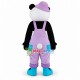 Adult Cartoon Panda Wearing Purple Overalls And Purple Hat Mascot Costume Adult Cartoon Panda Wearing Purple Overalls And Purple Hat Mascot Costume