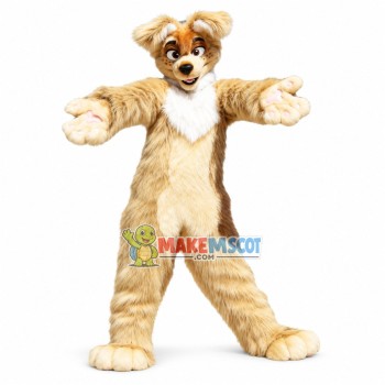 Simulated Long Fur Fox Dog Mascot Costume 
