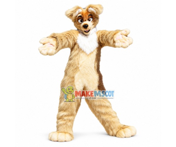 Simulated Long Fur Fox Dog Mascot Costume Simulated Long Fur Fox Dog Mascot Costume