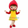 Cute Winking Strawberry Girl Mascot Costume 