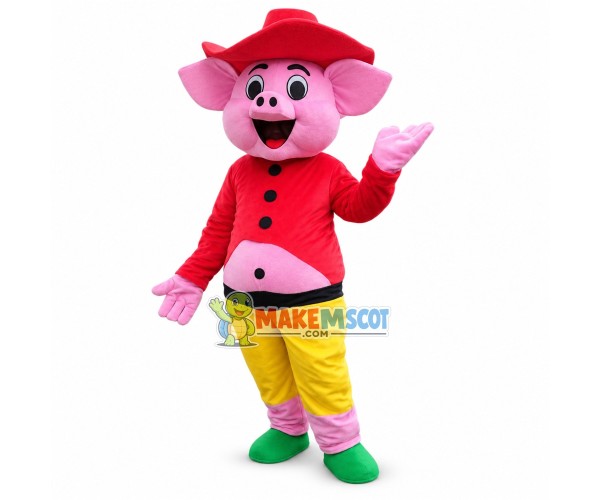 Happy Lightweight Pink Pig Mascot Costume Fancy Dress Costume Happy Lightweight Pink Pig Mascot Costume Fancy Dress Costume
