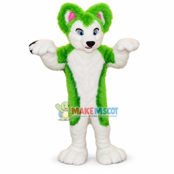 Furry Green Husky Dog Mascot Costume Furry Green Husky Dog Mascot Costume