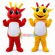 Cartoon Chinese Red Dragon & Chinese Yellow Dragon Mascot Costume Cartoon Chinese Red Dragon & Chinese Yellow Dragon Mascot Costume