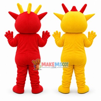 Cartoon Chinese Red Dragon & Chinese Yellow Dragon Mascot Costume Cartoon Chinese Red Dragon & Chinese Yellow Dragon Mascot Costume