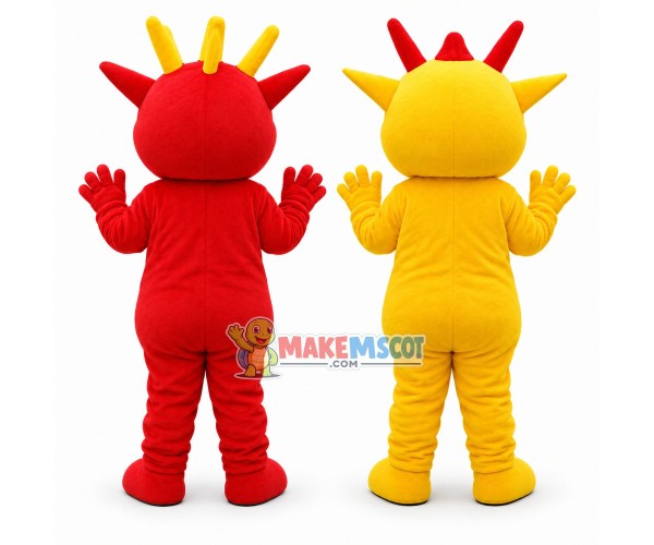 Cartoon Chinese Red Dragon & Chinese Yellow Dragon Mascot Costume Cartoon Chinese Red Dragon & Chinese Yellow Dragon Mascot Costume