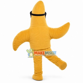 Running Cartoon Yellow Starfish With Sunglasses Mascot Costume Adult Size Running Cartoon Yellow Starfish With Sunglasses Mascot Costume Adult Size