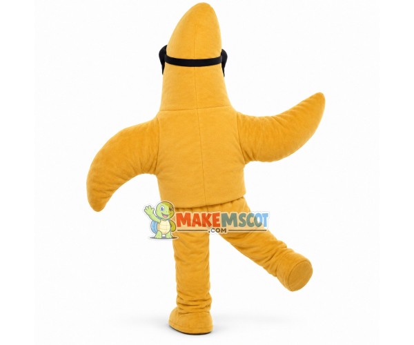 Running Cartoon Yellow Starfish With Sunglasses Mascot Costume Adult Size Running Cartoon Yellow Starfish With Sunglasses Mascot Costume Adult Size