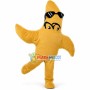 Running Cartoon Yellow Starfish With Sunglasses Mascot Costume Adult Size