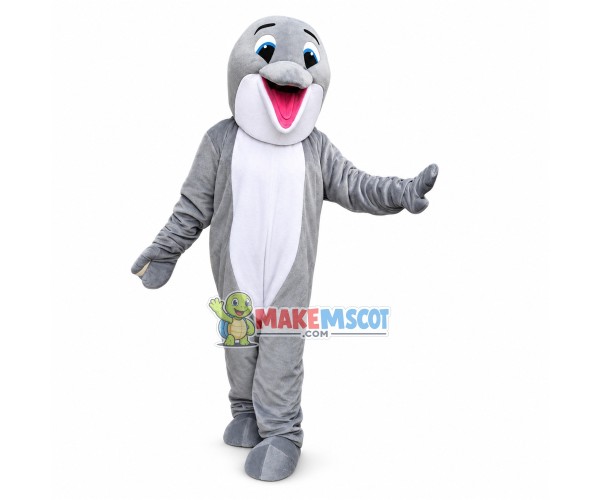 Yelling Grey Dolphin Mascot Costume Yelling Grey Dolphin Mascot Costume