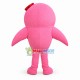 Lovely Cartoon Pink Dolphin With Red Flower Headdress Mascot Costume Lovely Cartoon Pink Dolphin With Red Flower Headdress Mascot Costume