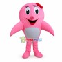 Lovely Cartoon Pink Dolphin With Red Flower Headdress Mascot Costume 