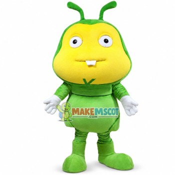 Fat Cartoon Green Ant With Big Teeth Mascot Costume Fat Cartoon Green Ant With Big Teeth Mascot Costume