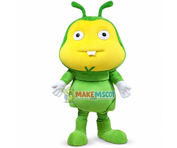 Fat Cartoon Green Ant With Big Teeth Mascot Costume Fat Cartoon Green Ant With Big Teeth Mascot Costume