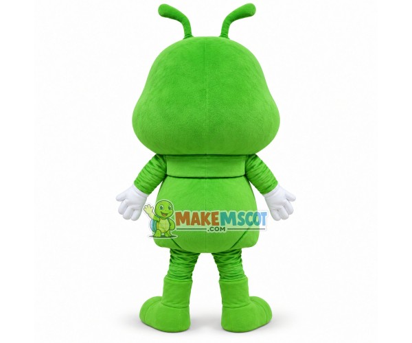 Fat Cartoon Green Ant With Big Teeth Mascot Costume 