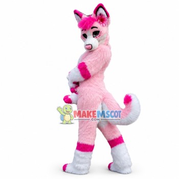 Charming Pink Husky Mascot Costume 