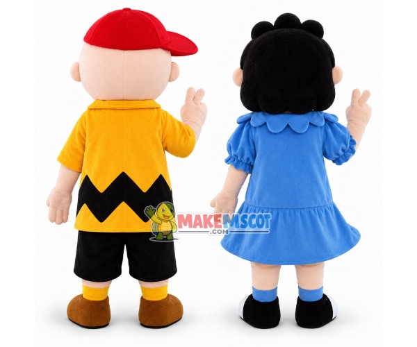 Meek Charlie Brown & Crabby Lucy van Pelt Mascot Adult Costume Meek Charlie Brown & Crabby Lucy van Pelt Mascot Adult Costume