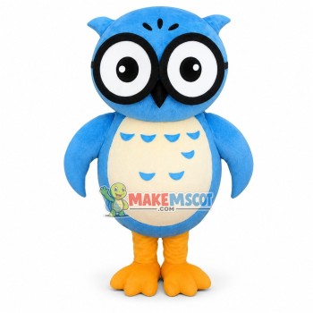 Fluffy Cartoon Blue Owl Mascot Costume	