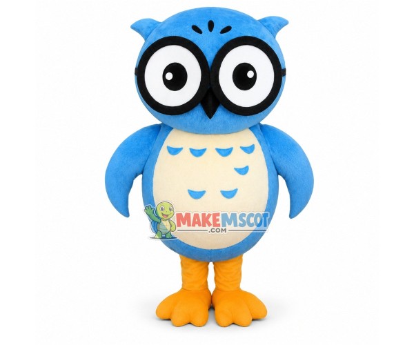 Fluffy Cartoon Blue Owl Mascot Costume Fluffy Cartoon Blue Owl Mascot Costume