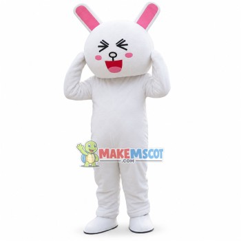 Grumpy Cartoon White Rabbit Cony Mascot Costume	