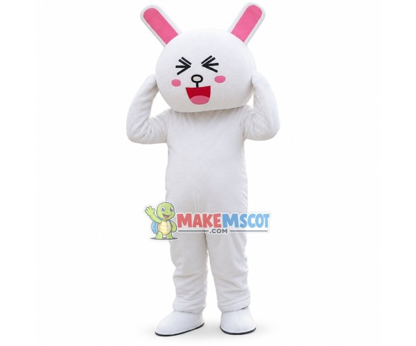 Grumpy Cartoon White Rabbit Cony Mascot Costume Grumpy Cartoon White Rabbit Cony Mascot Costume