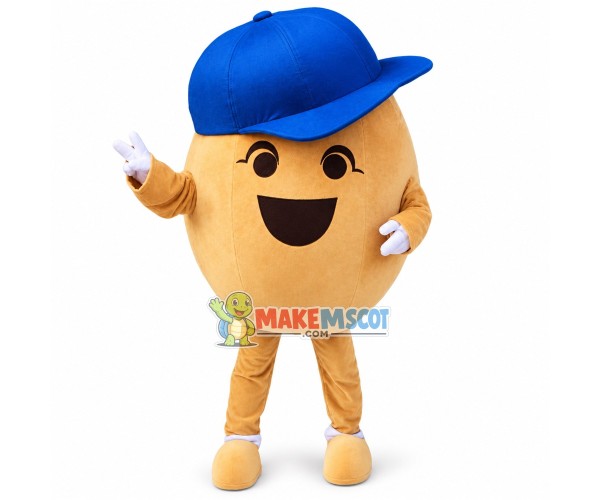 Cartoon Potato In Blue Peaked Cap Mascot Costume Cartoon Potato In Blue Peaked Cap Mascot Costume