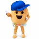 Cartoon Potato In Blue Peaked Cap Mascot Costume Cartoon Potato In Blue Peaked Cap Mascot Costume