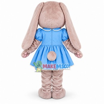 Adult plush Bunny In Blue Dress Mascot Costume Adult plush Bunny In Blue Dress Mascot Costume