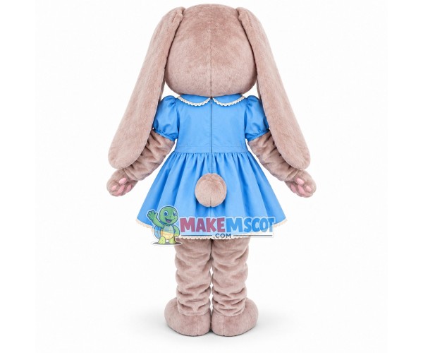 Adult plush Bunny In Blue Dress Mascot Costume Adult plush Bunny In Blue Dress Mascot Costume