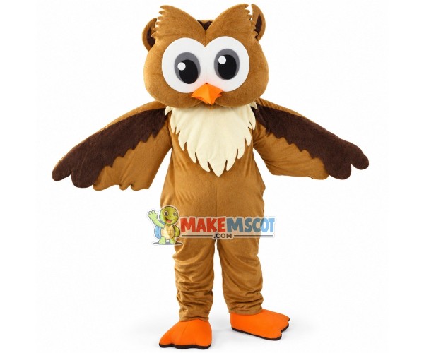 Flying Brown Owl Mascot Costume 
