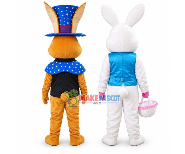 American Gentleman Bunny & Easter Bunny Mascot Costume American Gentleman Bunny & Easter Bunny Mascot Costume