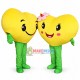 Couple Yellow Love Heart Cartoon Mascot Costume 