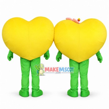 Couple Yellow Love Heart Cartoon Mascot Costume Couple Yellow Love Heart Cartoon Mascot Costume