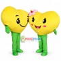 Couple Yellow Love Heart Cartoon Mascot Costume 